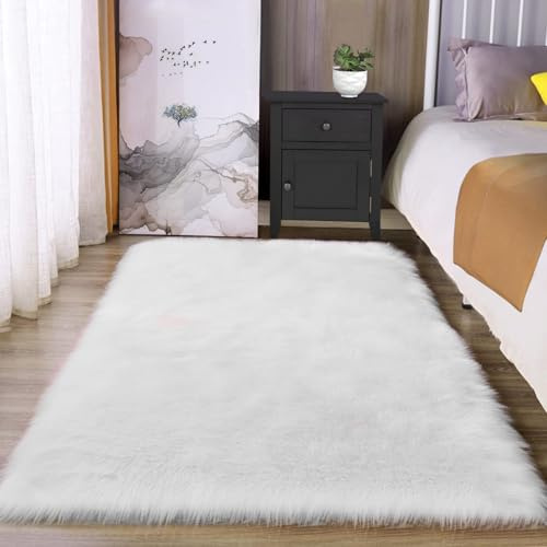 PAOSYTQQ Alfombra de Pelo Largo de Piel de Oveja Artificial Piso de Lana Suave y esponjosa cojín Suave Alfombra esponjosa Artificial Suave decoración del hogar 100x160cm