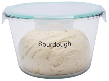 Punorric Sourdough Starter Jar,Deep Glass Pizza Proofing Box with Lid, Sour dough Bread Baking Supplies, Perfect for Homemade Bread, Pancakes, Pizza and Naan-2L Wide Mouth Easy to Use
