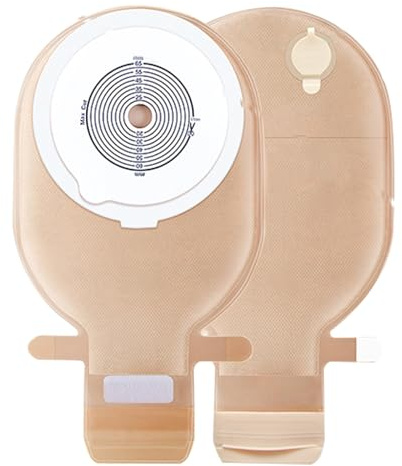 10 Pièces de Fournitures pour Stomie, Sacs de Colostomie Monoblocs, Poches Vidables avec évacuation pour Soins de Stomie Iléostomiques, Découpe Sur Mesure de 15 à 60 MM