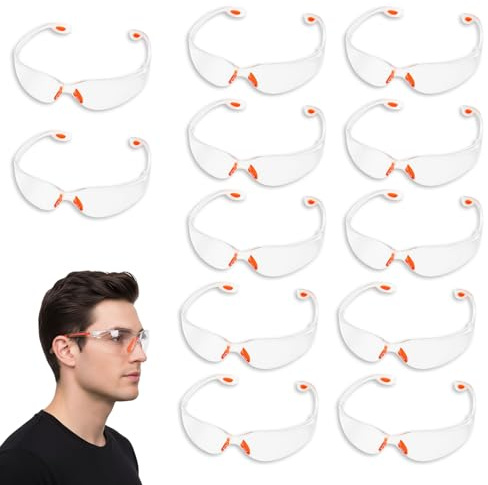 PjuQow Schutzbrille Kinder, 12 Stück Arbeitsschutzbrille, Sicherheitsbrille Für Schule, Sport Und Freizeit, Leicht Und Bequem, Klare Sicht, Robustes Design