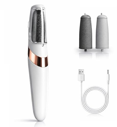 Boulton Electric Foot File Hard Skin Remover for Feet – Rechargeable Callus Remover Pad Foot Scraper with 2 Roller Heads, Professional Pedicure Tool for Dry & Cracked Heels