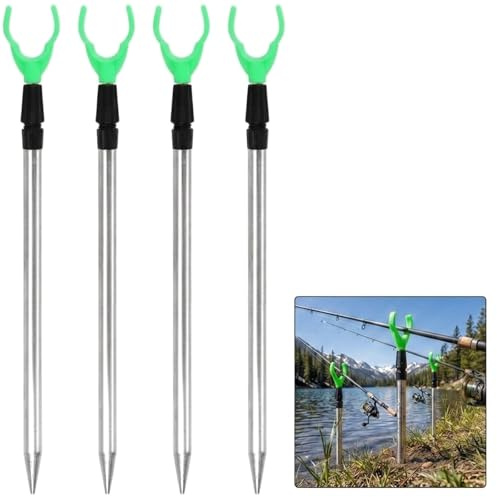 DEFIYEAR 4 Pack Adjustable Fishing Rod Rest Stand Bank Stick Holders