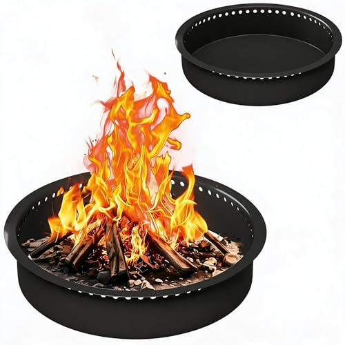 Aptliton Feuerring 91cm ø – Rauchfreie Feuerstelle Einsatz Für Garten & Terrasse, Massiver Stahl Mit Rostschutzbeschichtung, DIY Feuerschale Für Draußen, 8-Teiliger Feuerstellenring, Schwarz