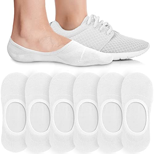 Eedor No Show Socks Women - Low Cut Ankle, Non Slip - 3 Pairs, White