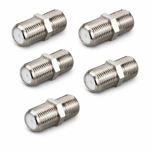 PerfectHD 5x SAT F-Verbinder Adapter F-Buchse auf F-Buchse – Koaxial Verbinder für Antennenkabel, TV & SAT – Metall, korrosionsbeständig, einfache Montage