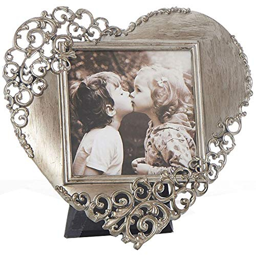 WATSONS FILIGREE Fotorahmen, freistehend, mit Spitze, herzförmig, Zinn