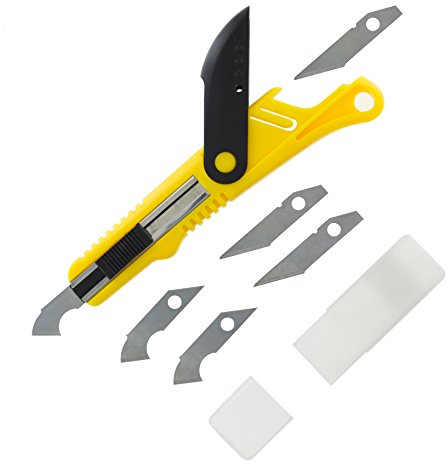 Modelcraft PKN4150/S Plastic Cutter Scriber Tool & 5 Spare Blades, Yellow/Black, 16.5cm
