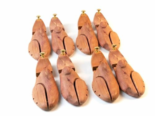 Cathcart Elliot 4 Pairs Aromatic Red Cedar Shoe Trees for Men UK 6-13 | Adjustable Length and Width, Double Tube Sprung, fits Brogues Loafers