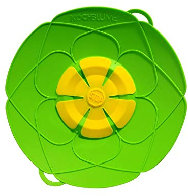 Kochblume das Original 2er Set M+ L , Silikon Überkochschutz für Töpfe und Pfannen, Mikrowellen-Deckel, Spritzschutz und Dampfgar-Aufsatz | (Limette, M | Topfgröße 14-20cm & L Topfgröße 14-24cm)