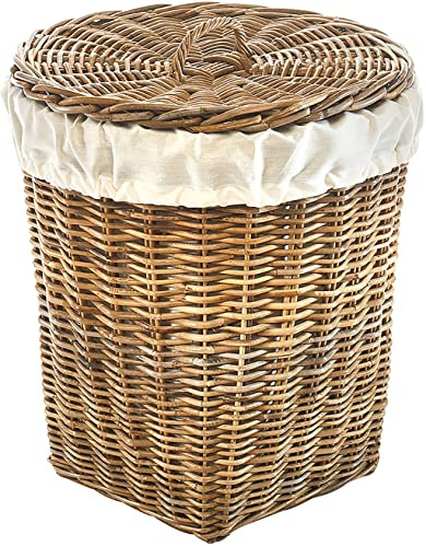 Kobolo Wäschebehälter KUBU, 48x53 cm, grau, Rattan, stilvoller Wäschesammler, Wäschetonne für Schlafzimmer, Kinderzimmer oder Flur, natürlich & nachhaltig