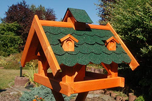 DEKO VERTRIEB BAYERN XXL Luxus Vogelhaus mit/ohne Ständer 145cm Holz Futterhaus Vogelfutterhaus Vogelvilla, Farbe: Grün