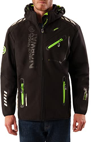 Geographical Norway Royaute Men - Veste Softshell Capuche Homme Impermeable - Manteau Outdoor Blouson Coupe Vent Tactique Resistant - Randonnee Ski Automne Hiver Printemps