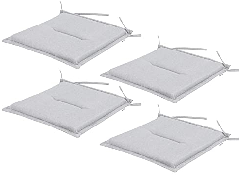 PillowPrim Gartenstühle Kissen 45x45 - sitzkissen - Perfekt für Balkon - Hoher Sitzkomfort für Garten- 4er Set, Outdoor/Indoor, Aschgrau