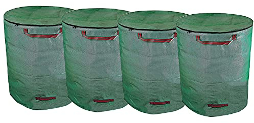 SHAIYOU Gartensack,Gartenabfallsack Mit Reißfeste Griffen Selbststehend Faltbar Laubsack Mit Reißverschluss Deckel,Wiederverwendbare Gartenabfallsäcke Für Gras Laub Grünabfall (300L,4er)