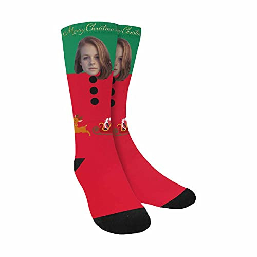 Artsadd Custom Unisex Face on Socks Personalized Christmas Socks with Photo Sled