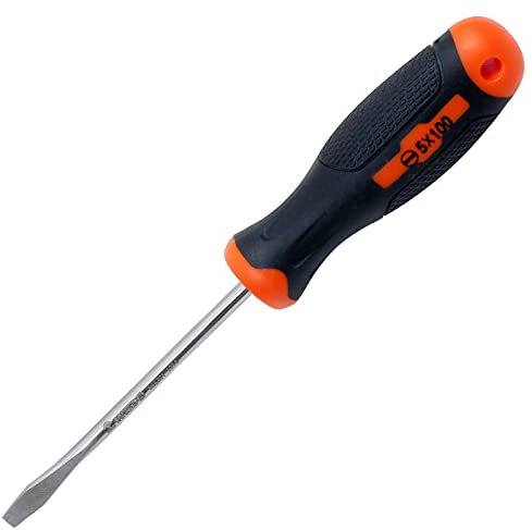 WEDO Tournevis à fente en acier inoxydable, tournevis à tête plate, résistant à la corrosion, antirouille, poignée ergonomique en TPR souple, tête de 12 mm, longueur de lame de 40,6 cm
