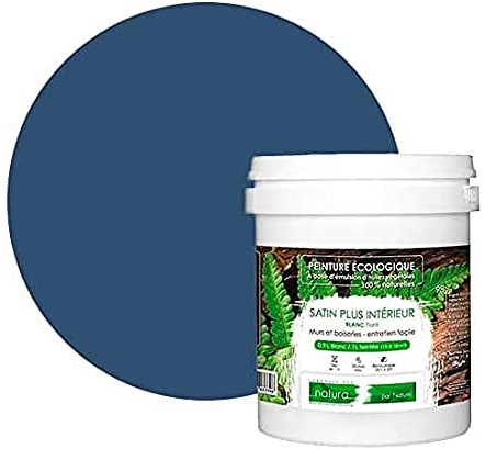 BOX DECO COULEURS Pintura de pared natural ecológica con aspecto satinado interior Natura – 1 l/13 m², azul carbón