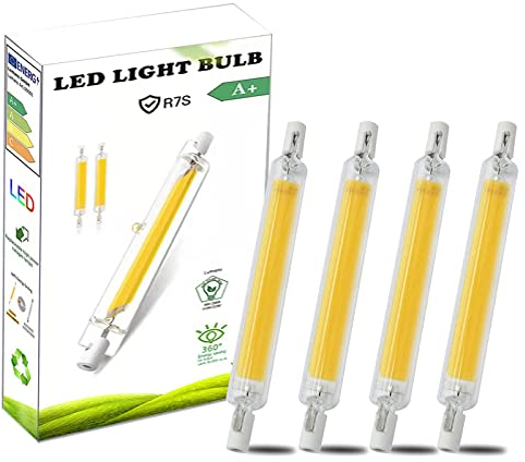 AEPOYU LED R7S 118mm Birne Dimmbar, R7S LED 10W Ersetzt 100W Halogenlampe, LED R7S Lamp Leuchtmittel, R7S COB Filament Fluter, AC220-240V, 1000LM 360 Grad Licht, WarmWeiß 3000K, 4er-Pack