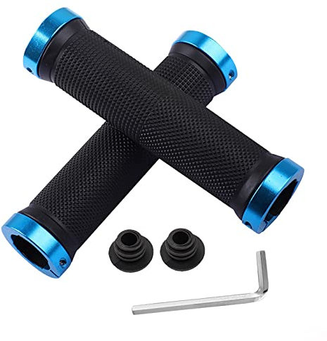 SHULLIN Ergonomische Fahrradgriffe Mit Aluminium Lock und Inbusschlüssel - Lenkergriffe für 22,2 mm Fahrrad MTB Handgriff (Blau)