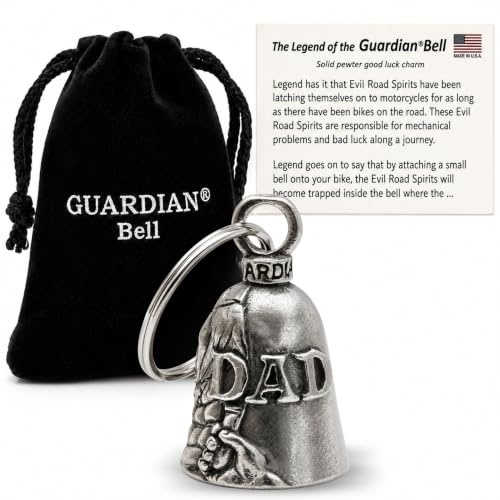 Guardian Bell Campanello portafortuna con portachiavi e sacchetto regalo in velluto nero, campanello per moto, peltro senza piombo, regalo di buona fortuna per amici e familiari, campanello per bici,