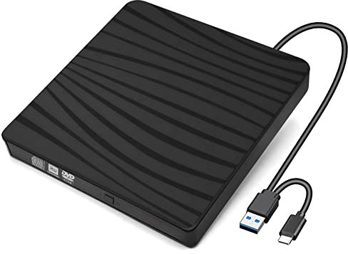 FCRB Lecteur CD/DVD Externe, USB 3.0 Type-c Graveur Enregistreur Portable RW/ROM Mince Transmission Rapide pour Windows 11/10/8/7/XP/Vista/Mac OS