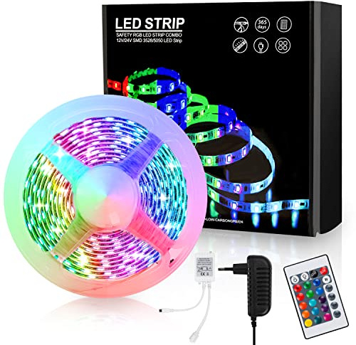 Sonnewelt LED Streifen 4M RGB, 5050 LED Strip selbstklebend, dimmbar, mit 24-Tasten-Fernbedienung, 12V LED Lichtband für TV-Hintergrundbeleuchtung, Schlafzimmer, Wohnzimmer und Küche
