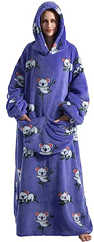 Ksnnrsng Übergroße Hoodie Sweatshirt Decken für Damen Herren, Pullover Kapuzenpullover Oversized Tragbare Decke Weich Hoodies Kapuzenpullover Einheitsgröße (Koala-Extra lang)