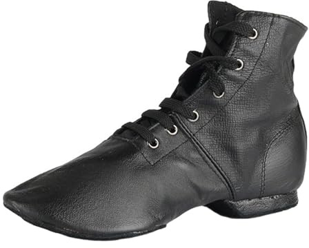 ZHENSI Bottes De Jazz Hommes Et Femmes Chaussures De Danse Montantes À Semelle Fendue en Cuir PU Pieds Nus Semelle Souple,Noir,42 EU