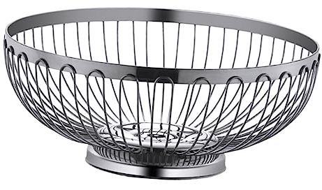 ABOOFAN Edelstahl Obstkorb 26cm Obstschale Für Küche Hohler Gemüsekorb Aus Metalldraht Robust Und Platzsparend Aufbewahrungslösung Für Snacks Und Obst