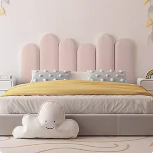 Boracy Wandpaneele Gepolstert, Ovales Wandpaneele Kinderzimmer, Schlafzimmer Wohnzimmer Bett Lendekissen, Kopfteil Wandpolster Einfach zu Säubern (Color : Pink, Größe : 40CM_180CM)