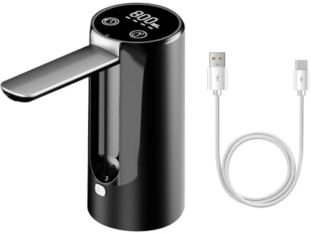 Bomba para botellas de agua, 5 W, carga USB, bomba de agua potable, plegable, dispensador de agua eléctrico portátil con pantalla digital para hogar, oficina, cocina, camping