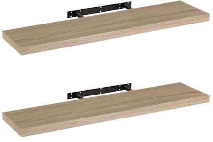LOLAhome - Set de 2 Baldas Flotantes para Pared de Madera Natural de 100x23,5 cm. Estanterías de Pared Resistentes y Decorativas sin Agujeros Visibles para Salón, Cocina, Oficina o Dormitorio