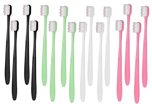 EULAPGOE 16 pezzi extra morbido spazzolino micro nano spazzolino manuale spazzolino da denti setole morbide adulto ultra morbido spazzolino 20000 setole premium spazzolino ultra fine per denti