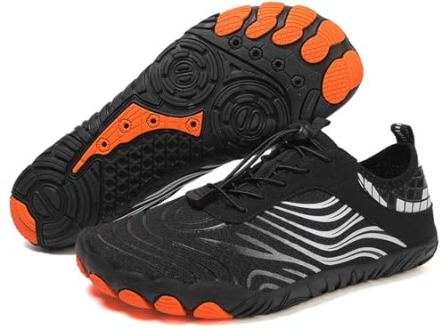 Grounding Shoes with Copper, Barefoot Shoes for Women Men, Hike Footwear Waterproof Trail Running (Black,44)