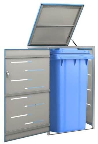 Sufrk Copribidone per Spazzatura Singolo 69x77,5x112,5cm Acciaio Inox,Copri Bidoni Spazzatura,da Esterno,Nascondi Bidoni Immondizia,Copertura per Bidone,Gabbia Copribidone,Contenitori,Pattumiera,Box R