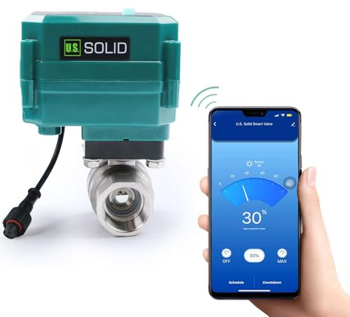 1 Intelligenter Motorisierter Kugelhahn WiFi- App Mobiler ferngesteuerter elektrischer Kugelhahn aus Edelstahl mit manuellem Schalter, 5-V-DC-USB-Anschluss, G-Gewinde