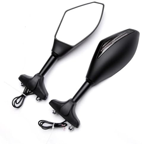FACSER Seite Rückspiegel Integrierte Blinker-Seitenspiegel Für Motorrad-Rückspiegel Für CBR1000RR Für CBR250R Für CBR300R Für CBR600RR 2003-2019 Lenkerendenspiegel Motorrad(Matte Black)
