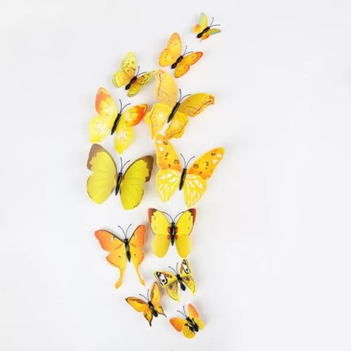 Vllcsla 3D Bunte Schmetterling Wandaufkleber, 12 Stück Wand Schmetterlinge Aufkleber Raum Dekorationen, jede Packung mit 12 Arten von Schmetterlingen, Schmetterling Wandaufkleber Art Decor