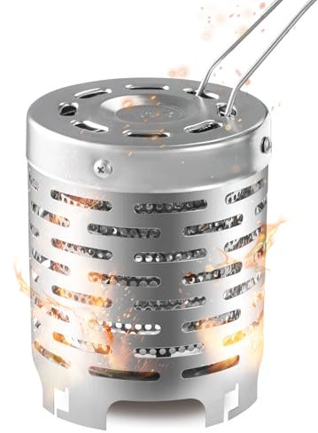 REDCAMP Mini Camping Heater,Portable Stainless Steel Tent Heater Warming Stove Cover, Camping Gas Stove Heater with Handle for Outdoor Heating Backpacking Hiking Fishing