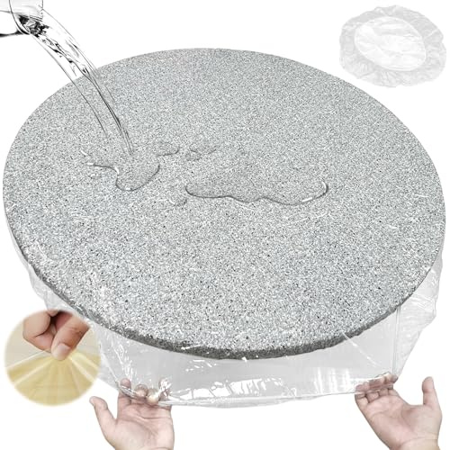 WANDGU Transparent Tischdecke Rund: Runde Elastische Tischdecke mit Gummizug, Tischdecke Outdoor Rund Wasserdicht Rutschfestem PVC, Abwischbar für Indoor Outdoor Picknick Camping Partys(45—56inch)