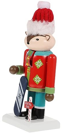 JEWEDECO Casse-Noisette en Bois Animal Figurine Artisanale Petite Taille Bois Naturel Décoration Festive De Noël Ambiance De Fête Présent Décoratif pour Bureau Et Étagère