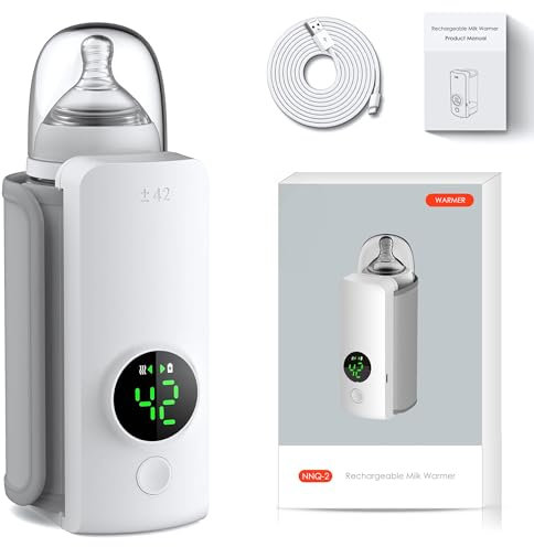 Portable Bottle Warmer for Breastmilk, Cordless Bottle Warmer Portable for Travel, Rechargeable USB 6000mAh Travel Bottle Warmer, Electric Portable Milk Warmer for Breastmilk or Baby Formula