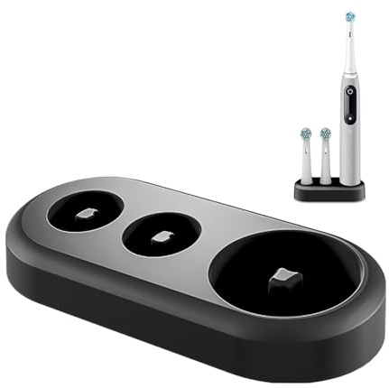 Oral B, supporto per spazzolino elettrico, ferma il rovesciamento, con 1 supporto per spazzolini elettrici e 2 supporti per testine per spazzolino da denti, per bagno, compatibile con serie Oral B