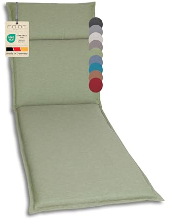 GO-DE Textil Bequeme und attraktive Polsterauflagen für Hochlehner-, Mittellehner- und Niederlehner-Gartenstühle (Einzelset, Uni Grün, Liegenauflage)