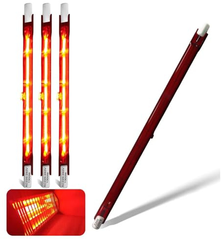 Infrared Heat Lamp Bulb 1300W, 254mm Quartz Halogen Bulb Dimmable, 1300lm, 1300W R7S Infrared Heating Light Bulbs, 220V Ruby Heater Bulbs for Heatmaster U3 Heater, No Flicker, 360° Beam Angle, 4 Packs