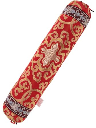 VICASKY Almohada Cuello y Apoyo Lumbar Funda Decorativa China Clásica de Trigo Sarraceno, Diseño Redondo Pequeño en Fibra de Poliéster para Muebles de Madera y Cama