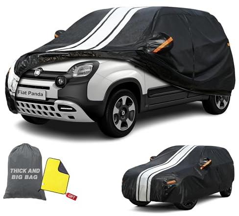 Cowtcver 10 Schichten Autoabdeckung Wasserdicht für Schrägheck bis zu 415cm | Vollgarage Autoplane Atmungsaktiv für Sonne Regen Staub Schutz, Kompatibel mit Fiat Panda, Clio, Polo, Yaris, 208, i20 usw.