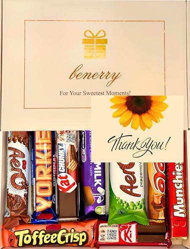 Benerry Chocolate Gift Box Hamper - 9 Treats Thank You Gift - Assorted Sweet Box of Chocolates