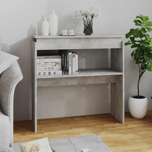 Mimdixy Lift up Coffee Table Narrow Side Table, Console Table Concrete Grey 80x30x80 cm Engineered Wood, Small Side Table for Living Room, Bedroom