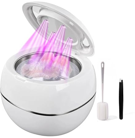 Denture Dome, Denture Dome - 360 ° de limpieza profunda, Cleaner de dentaduras ultrasónicas de 42 kHz, para la limpieza de dentaduras postizas, cepillo de dientes, joyas (White)